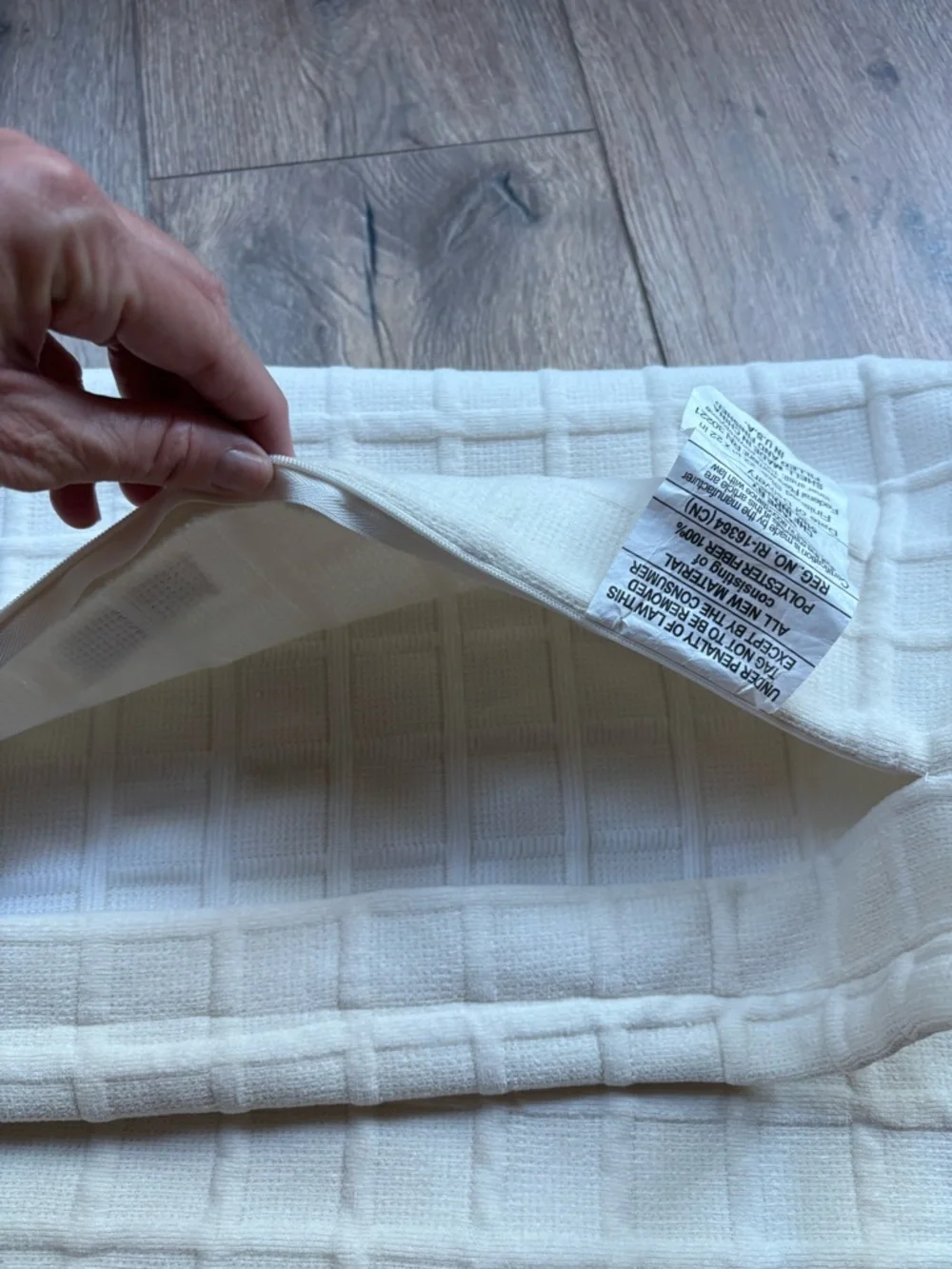 Calvin Klein Cream Quilted Square Throw Pillow Cover 22x22” Neutral